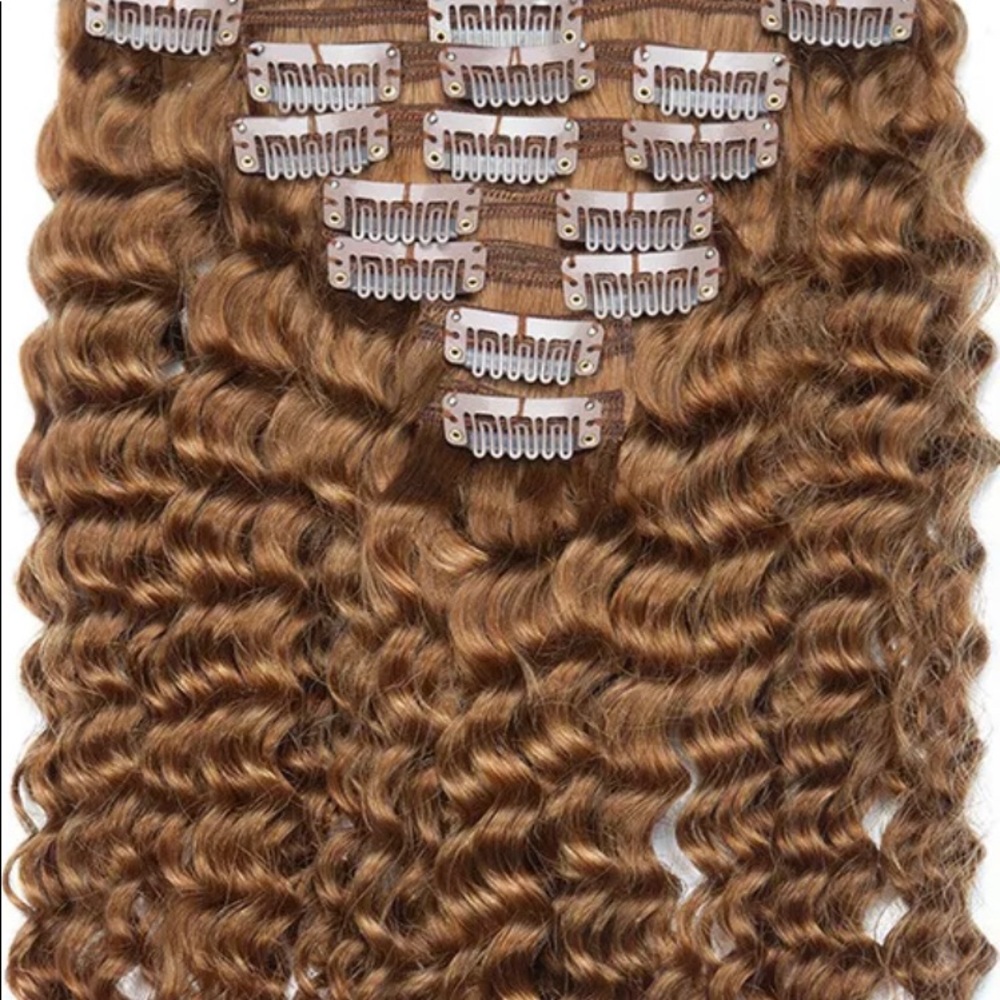Clip-In Remy Human Hair Extensions Curly Auburn